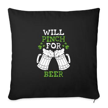 Pinch yourself for two beers - Sofa pillowcase 17,3'' x 17,3'' (45 x 45 cm) - black - Front