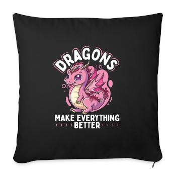Les dragons améliorent tout - Housse de coussin décorative 45 x 45 cm - noir - Devant