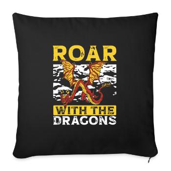 Brülle Mit Den Drachen - Sofakissenbezug 45 x 45 cm - Schwarz - Vorne