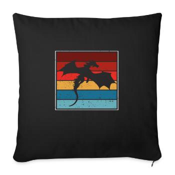 Silhouette de dragon - Housse de coussin décorative 45 x 45 cm - noir - Devant