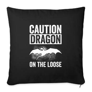 Méfiez-vous du dragon en général - Housse de coussin décorative 45 x 45 cm - noir - Devant