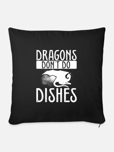 Drachen Spülen Nicht Ab - Sofakissenbezug 45 x 45 cm - Schwarz
