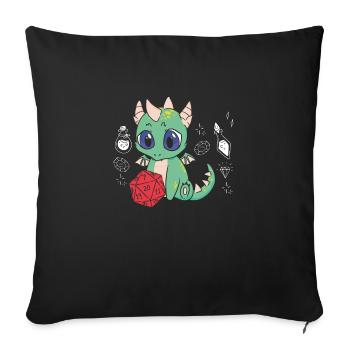 Cute dragon with fantasy cube - Sofa pillowcase 17,3'' x 17,3'' (45 x 45 cm) - black - Front