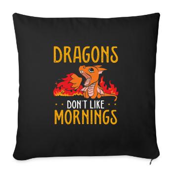 Les dragons n’aiment pas le matin - Housse de coussin décorative 45 x 45 cm - noir - Devant