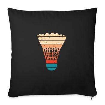 Retro badminton shuttlecock - Sofa pillowcase 17,3'' x 17,3'' (45 x 45 cm) - black - Front