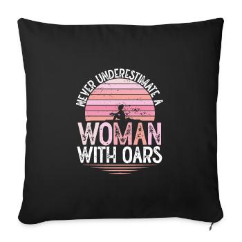 Femme avec des rames - Housse de coussin décorative 45 x 45 cm - noir - Devant
