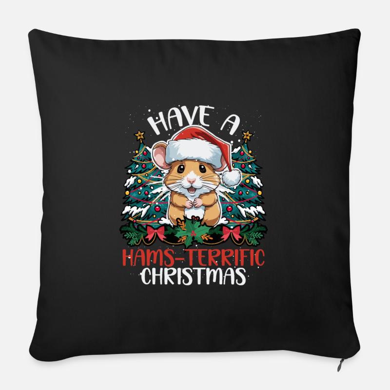 Hamster Grandiose Weihnachten - Sofakissenbezug 45 x 45 cm - Schwarz