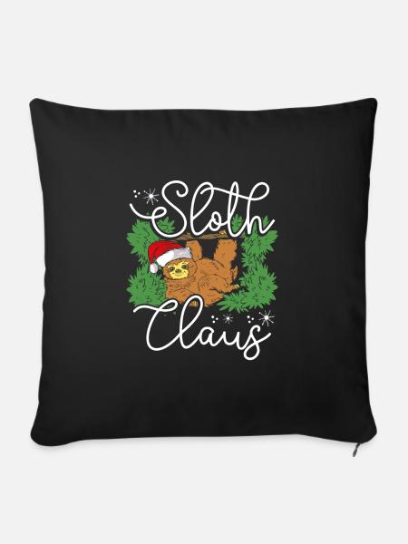 Weihnachtsfaultier - Sofakissenbezug 45 x 45 cm - Schwarz