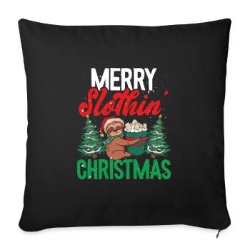 Frohe faultiermäßige Weihnachten - Sofakissenbezug 45 x 45 cm - Schwarz - Vorne