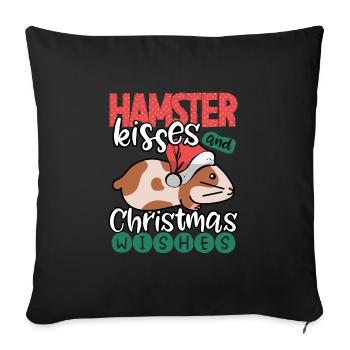 Hamsters et vœux de Noël - Housse de coussin décorative 45 x 45 cm - noir - Devant