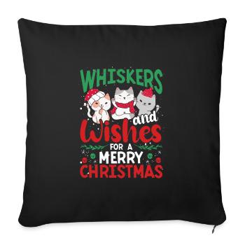 Whiskers and Christmas - Sofa pillowcase 17,3'' x 17,3'' (45 x 45 cm) - black - Front