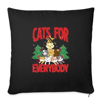 Des chats à Noël pour tout le monde - Housse de coussin décorative 45 x 45 cm - noir - Devant