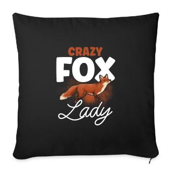 Crazy Fox Lady - Sofa pillowcase 17,3'' x 17,3'' (45 x 45 cm) - black - Front