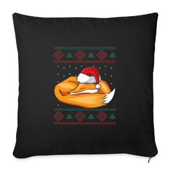 Sleeping Christmas Fox - Sofa pillowcase 17,3'' x 17,3'' (45 x 45 cm) - black - Front