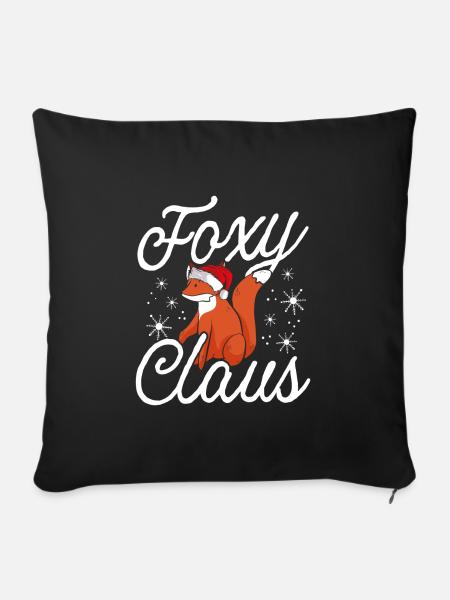 Fuchsiger Weihnachtsmann - Sofakissenbezug 45 x 45 cm - Schwarz