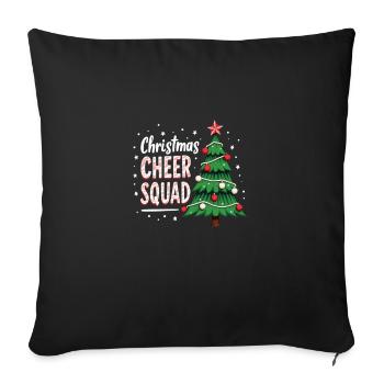 Noël joie cheer squad arbre plaisir - Housse de coussin décorative 45 x 45 cm - noir - Devant