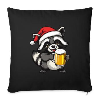 Raccoon Christmas Beer Funny - Sofa pillowcase 17,3'' x 17,3'' (45 x 45 cm) - black - Front