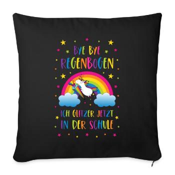 Enrollment Unicorn Bye Bye Rainbow School - Sofa pillowcase 17,3'' x 17,3'' (45 x 45 cm) - black - Front