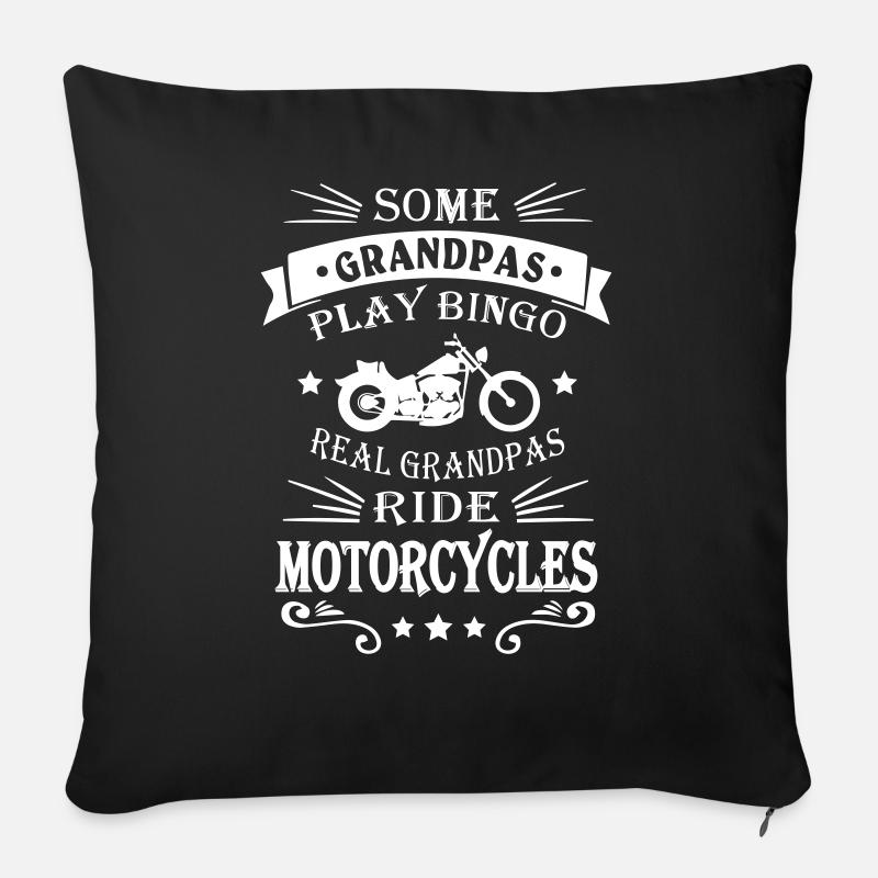 Motorcycle Biker Grandpa - Sofakissenbezug 45 x 45 cm - Schwarz