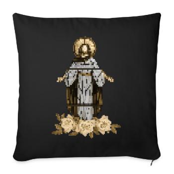 Jesus Christus mit Rosen-Dekor, Pixel-Art - Sofakissenbezug 45 x 45 cm - Schwarz - Vorne