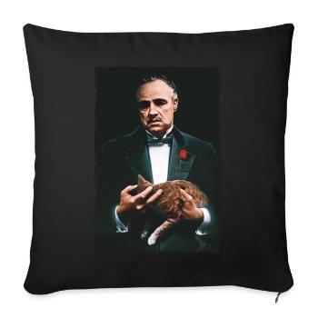 Le Parrain Film De Mafia Don Corleone Avec Chat - Housse de coussin décorative 45 x 45 cm - noir - Devant