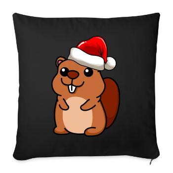 Biber Comic Weihnachten - Sofakissenbezug 45 x 45 cm - Schwarz - Vorne