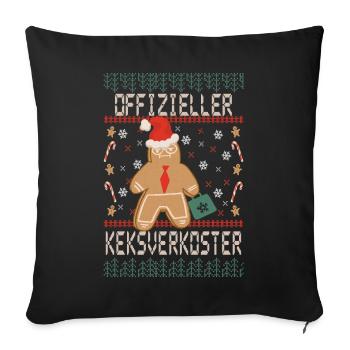 Lustiger Lebkuchenmann Weihnachten Pullover - Sofakissenbezug 45 x 45 cm - Schwarz - Vorne