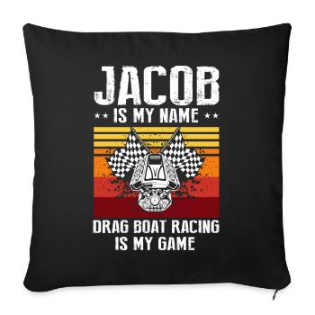 Speedboat Racing Design for Racing Boaters - Sofa pillowcase 17,3'' x 17,3'' (45 x 45 cm) - black - Front