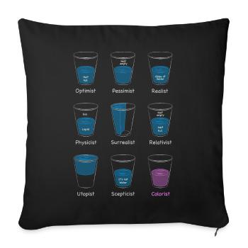 Glass of Water - Sofa pillowcase 17,3'' x 17,3'' (45 x 45 cm) - black - Front