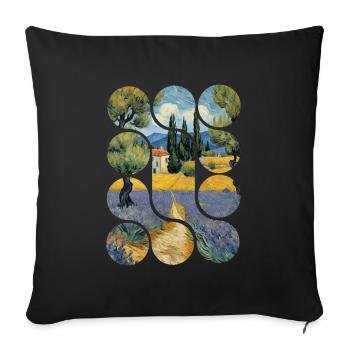 Conception de paysage artistique vintage - Housse de coussin décorative 45 x 45 cm - noir - Devant