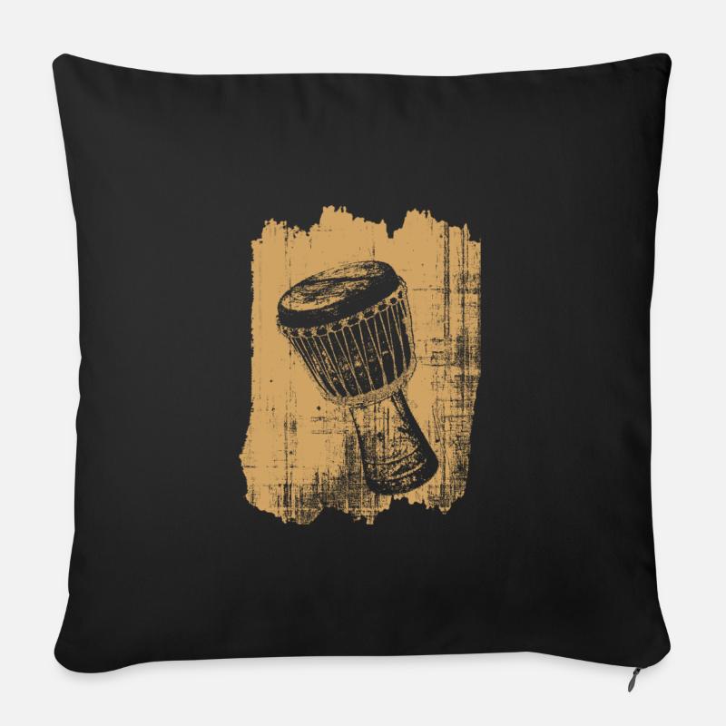Djembe batterie percussion - Housse de coussin décorative 45 x 45 cm - noir