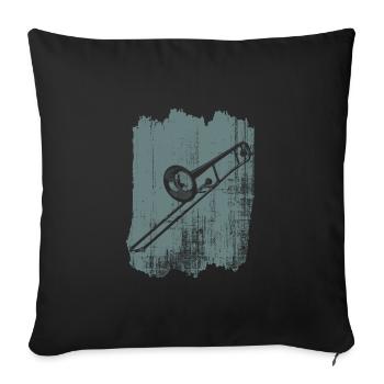 Trombone instrument - Sofa pillowcase 17,3'' x 17,3'' (45 x 45 cm) - black - Front