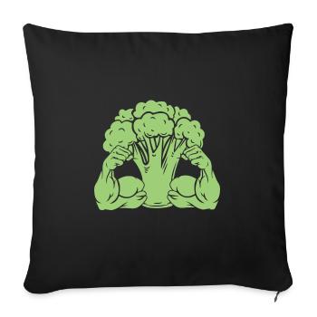 Brocoli avec muscles - Housse de coussin décorative 45 x 45 cm - noir - Devant