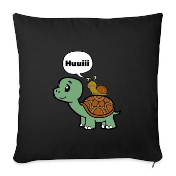 Funny snail on turtle - Sofa pillowcase 17,3'' x 17,3'' (45 x 45 cm) - black - Front