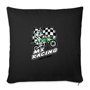 Supercross - Moto Cross - Motocross - Housse de coussin décorative 45 x 45 cm - noir - Devant