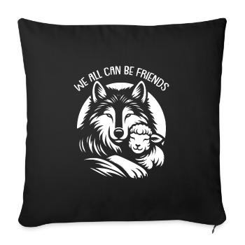 Wolf and lamb, we can all be friends - Sofa pillowcase 17,3'' x 17,3'' (45 x 45 cm) - black - Front