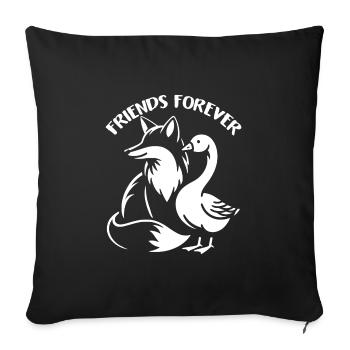 Renard et oie dans l’amitié, l’amour et la paix - Housse de coussin décorative 45 x 45 cm - noir - Devant