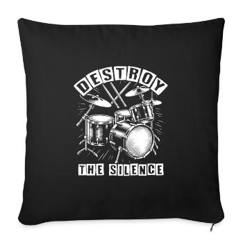 Le batteur de batterie du groupe de rock Destroy Silence. - Housse de coussin décorative 45 x 45 cm - noir - Devant