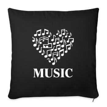 Heart and music make music with heart - Sofa pillowcase 17,3'' x 17,3'' (45 x 45 cm) - black - Front
