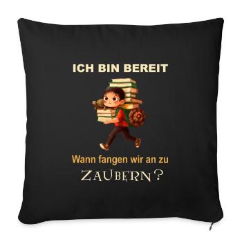 Lasst den Kleinen ihre Phantasie - Sofakissenbezug 45 x 45 cm - Schwarz - Vorne