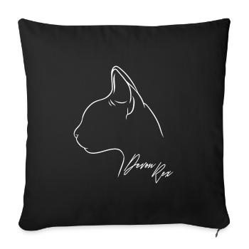 Devon Rex Profile Cat Cat Wilsigns - Sofa pillowcase 17,3'' x 17,3'' (45 x 45 cm) - black - Front