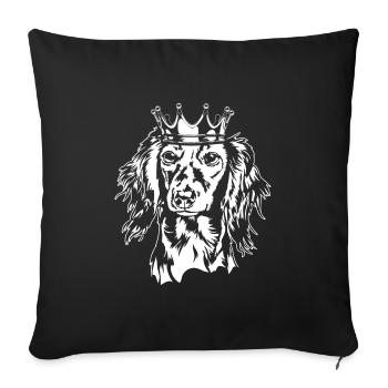 Teckel à poil long Couronne Chien Chiens Wilsigns - Housse de coussin décorative 45 x 45 cm - noir - Devant