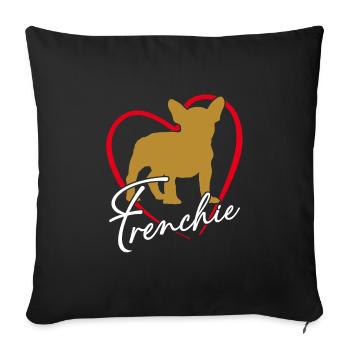 Frenchie im Herzen Französische Bulldogge - Sofakissenbezug 45 x 45 cm - Schwarz - Vorne