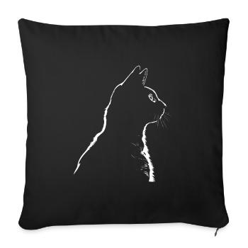 Cat, Cat Motif - Sofa pillowcase 17,3'' x 17,3'' (45 x 45 cm) - black - Front