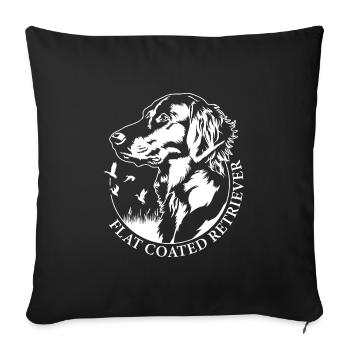 Retriever à poil plat Portrait chien Chien Wilsigns - Housse de coussin décorative 45 x 45 cm - noir - Devant
