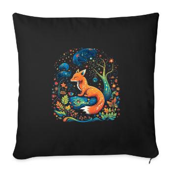 Fox Forest Moon Fable Mythical Fairy Tale - Sofa pillowcase 17,3'' x 17,3'' (45 x 45 cm) - black - Front
