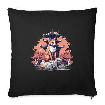 Fuchs Japan Inari Tempel Kami Nippon Shinto - Sofakissenbezug 45 x 45 cm - Schwarz - Vorne