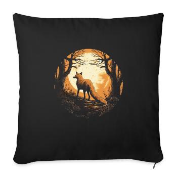 Fox Forest Moon Fable Mythical Fairy Tale - Sofa pillowcase 17,3'' x 17,3'' (45 x 45 cm) - black - Front