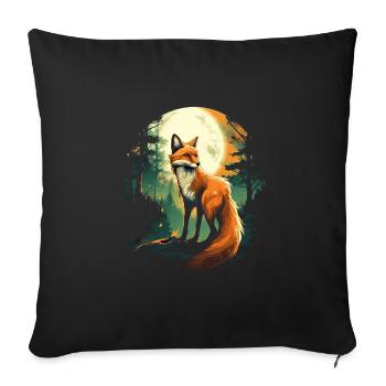 Fox Forest Moon Fable Mythical Fairy Tale - Sofa pillowcase 17,3'' x 17,3'' (45 x 45 cm) - black - Front