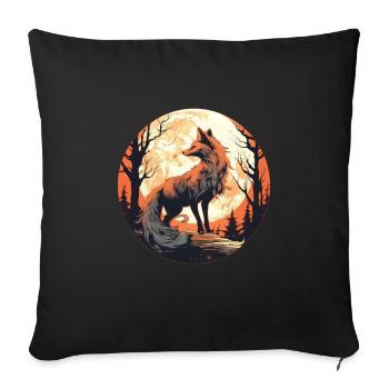 Fox Forest Moon Fable Mythical Fairy Tale - Sofa pillowcase 17,3'' x 17,3'' (45 x 45 cm) - black - Front